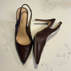 Brown Sling Back Pointed Toe Heels